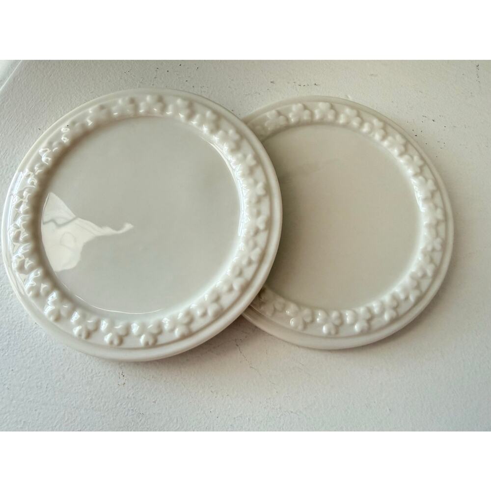 Belleek | Set of 2 Field of Shamrocks Coasters | Made in Ireland EUC